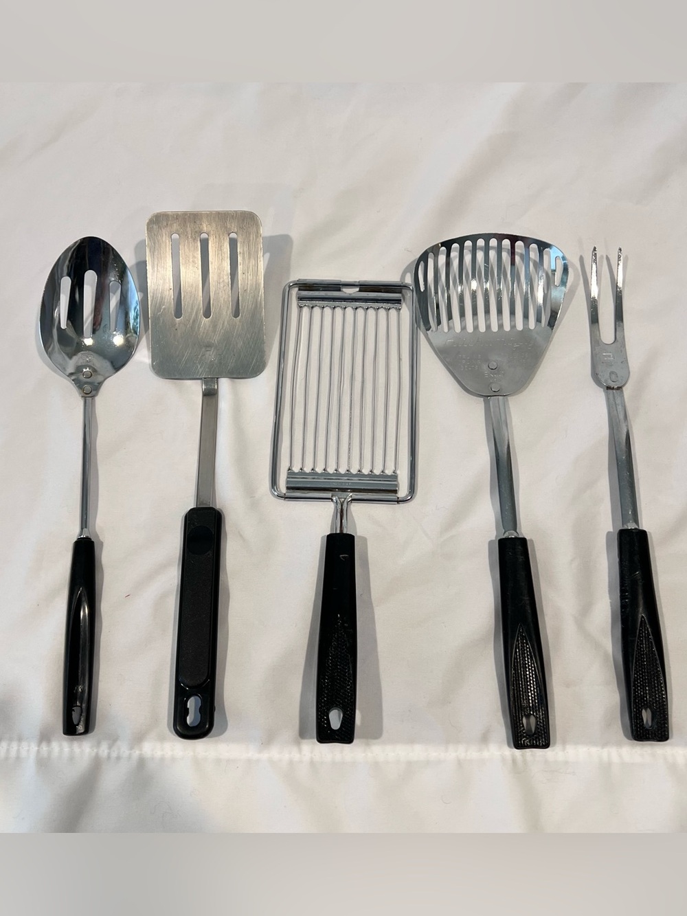 Vintage EKCO Kitchen Utensil Lot Black Handle 5 Piece Made in USA